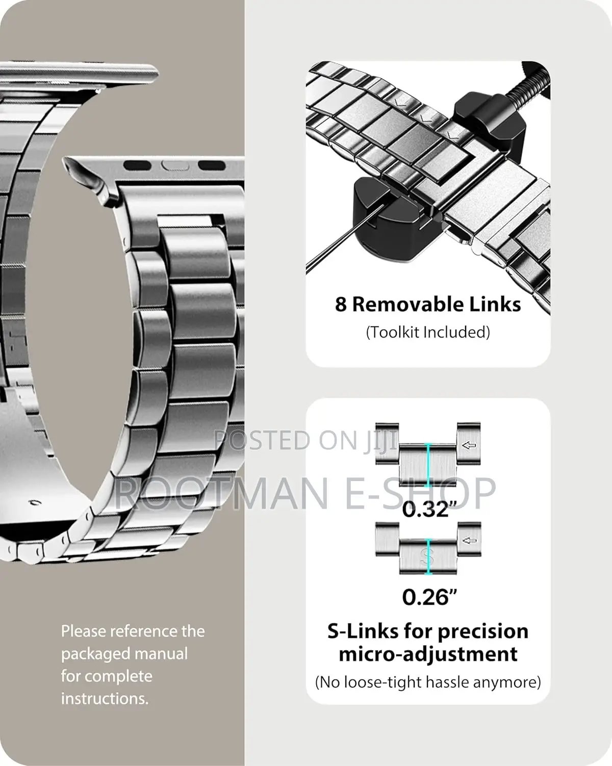 Stainless Steel Iwatch Strap Silver Color + Case (42/44/45/49mm)