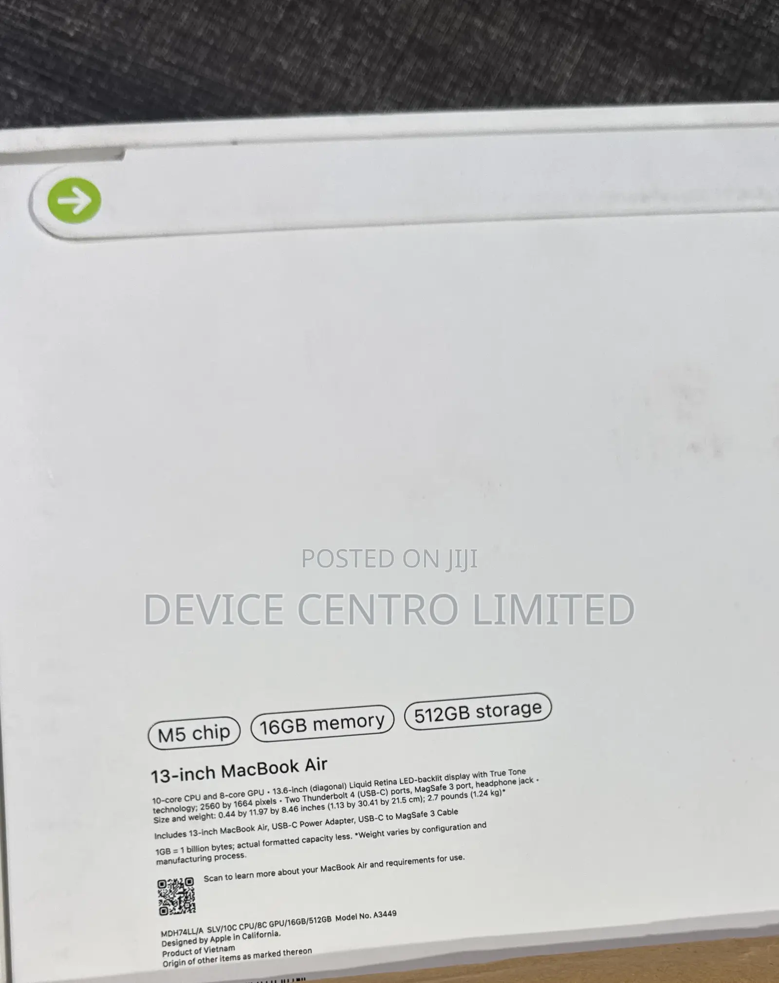 New Laptop Apple MacBook Air 2026 M5 13-inch 16GB Apple M5 SSD 512GB
