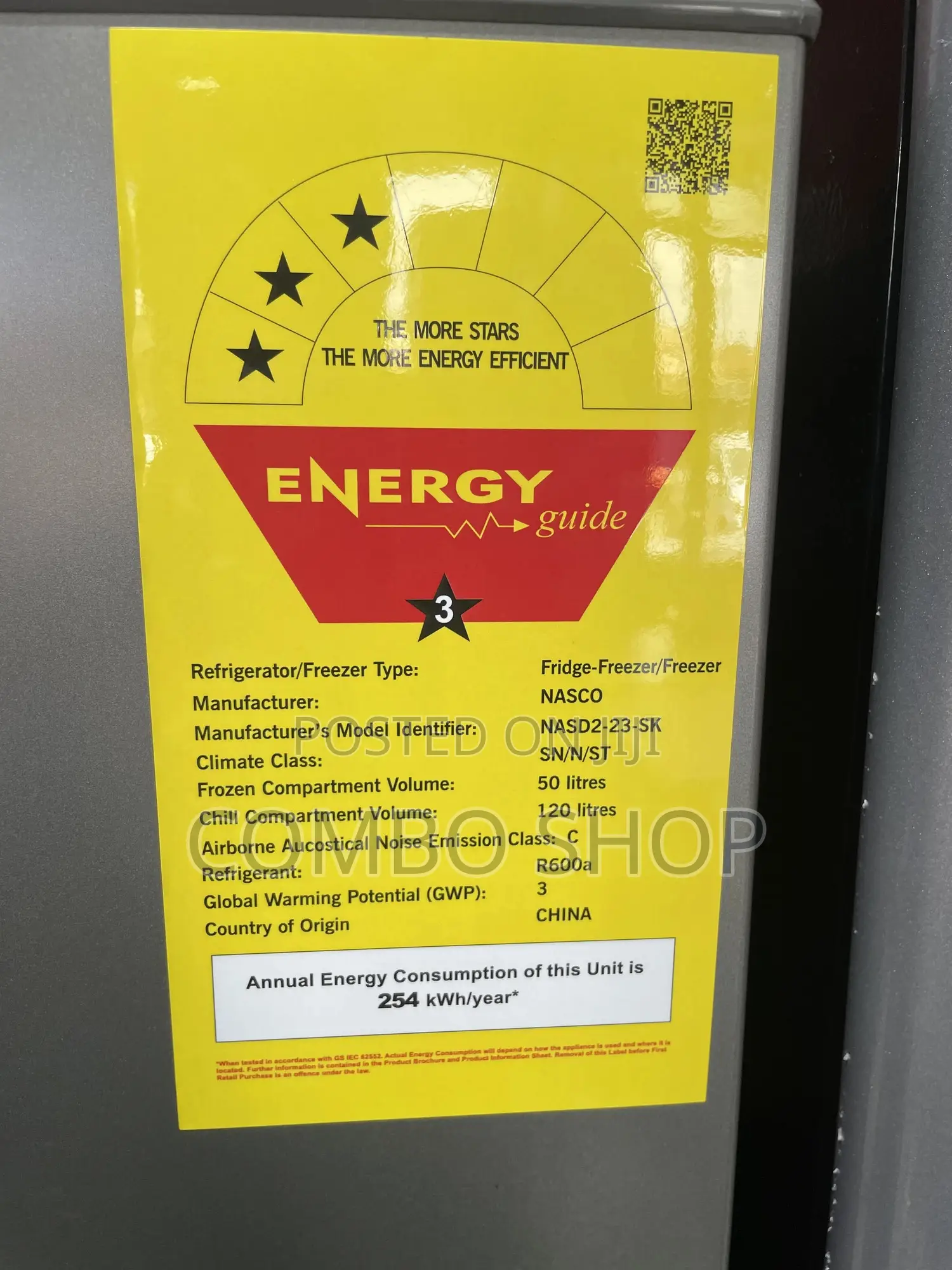 Nasco 170l Double Door Fridge