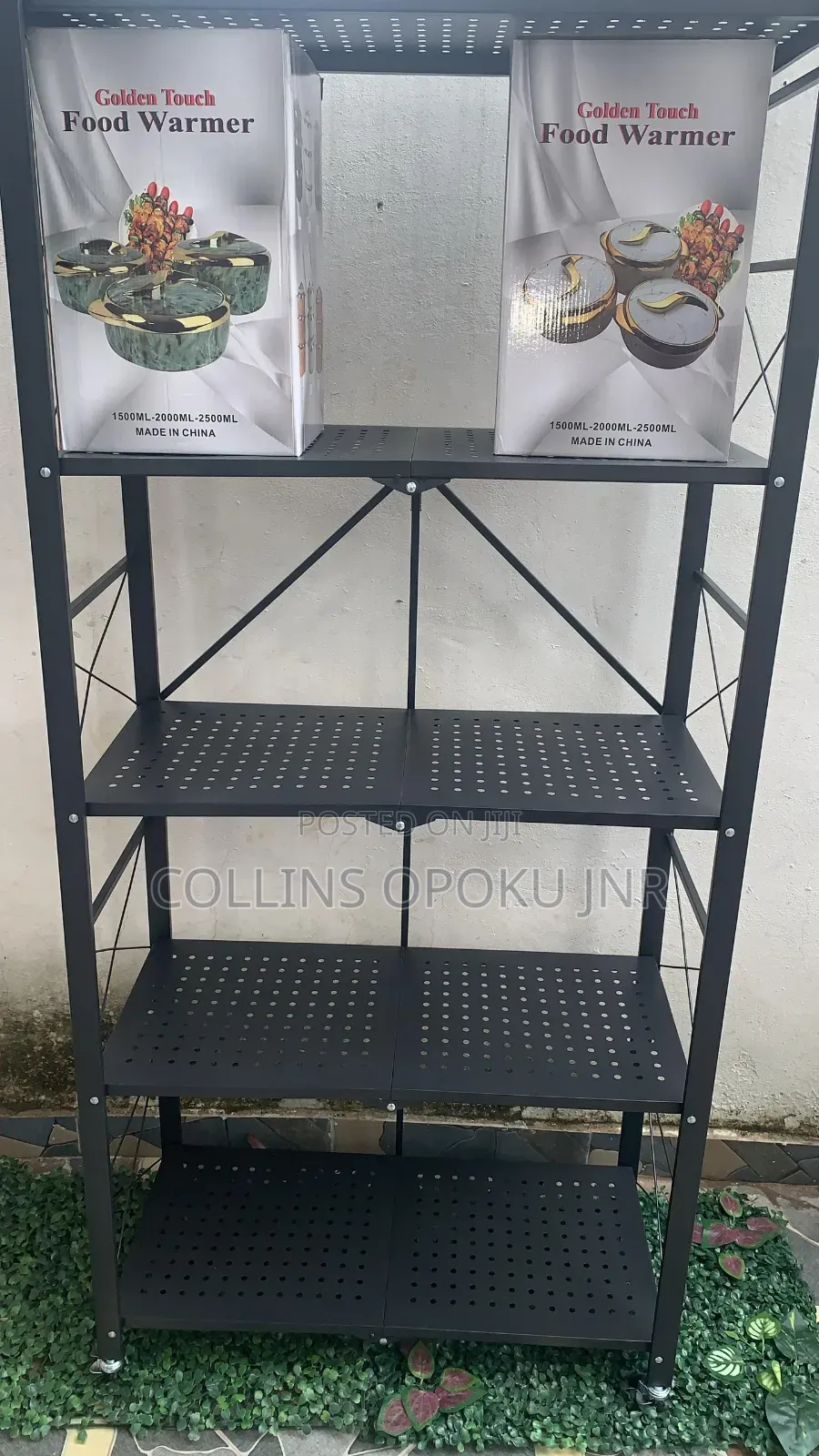 5 Tier Multi-purpose Foldable Metal Storage Shelf- Black