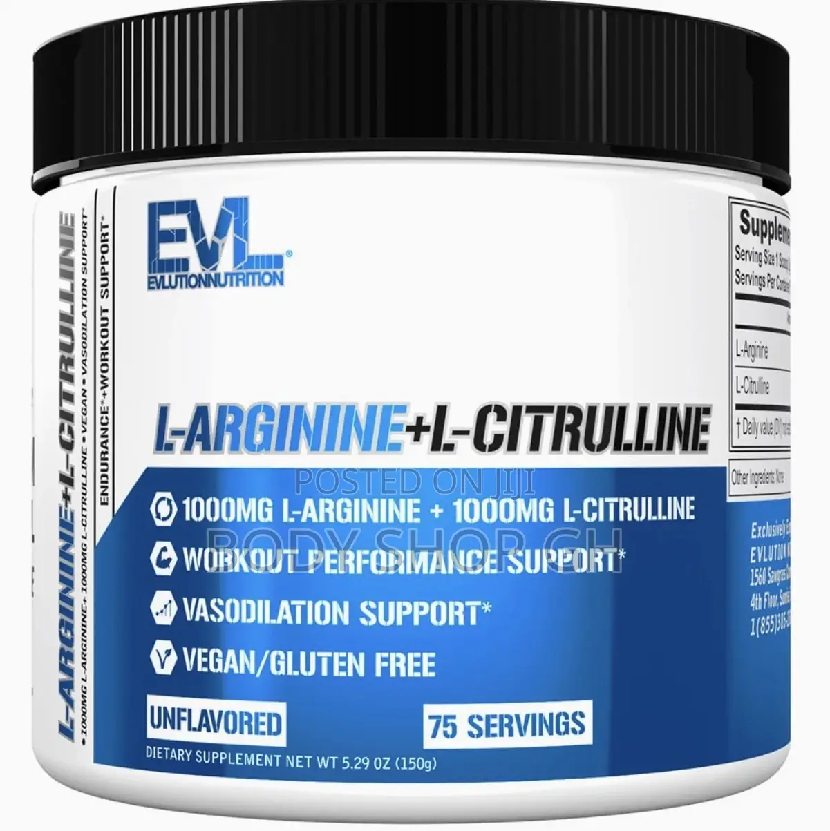 Evl L-Arginine + L- Citrulline Supplement/ Powder - Boost Nitric Oxide