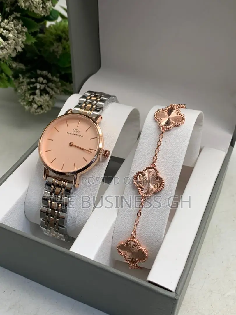 Watch and Rosegold Bracelet Set for Women