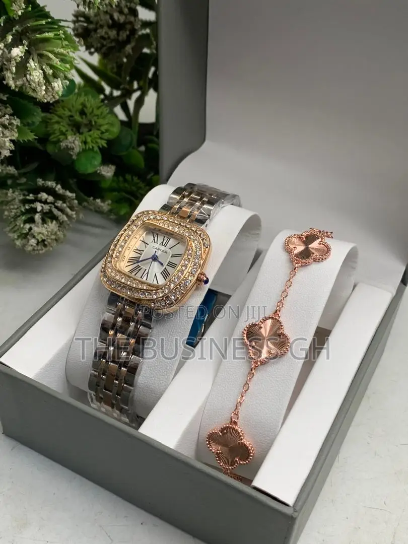 Watch and Rosegold Bracelet Set for Women