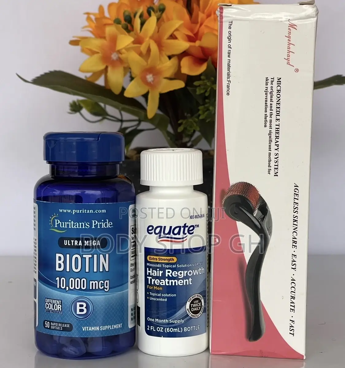 Equate Minoxidil + Biotin + Derma Roller -Original Kirkland Minoxidil