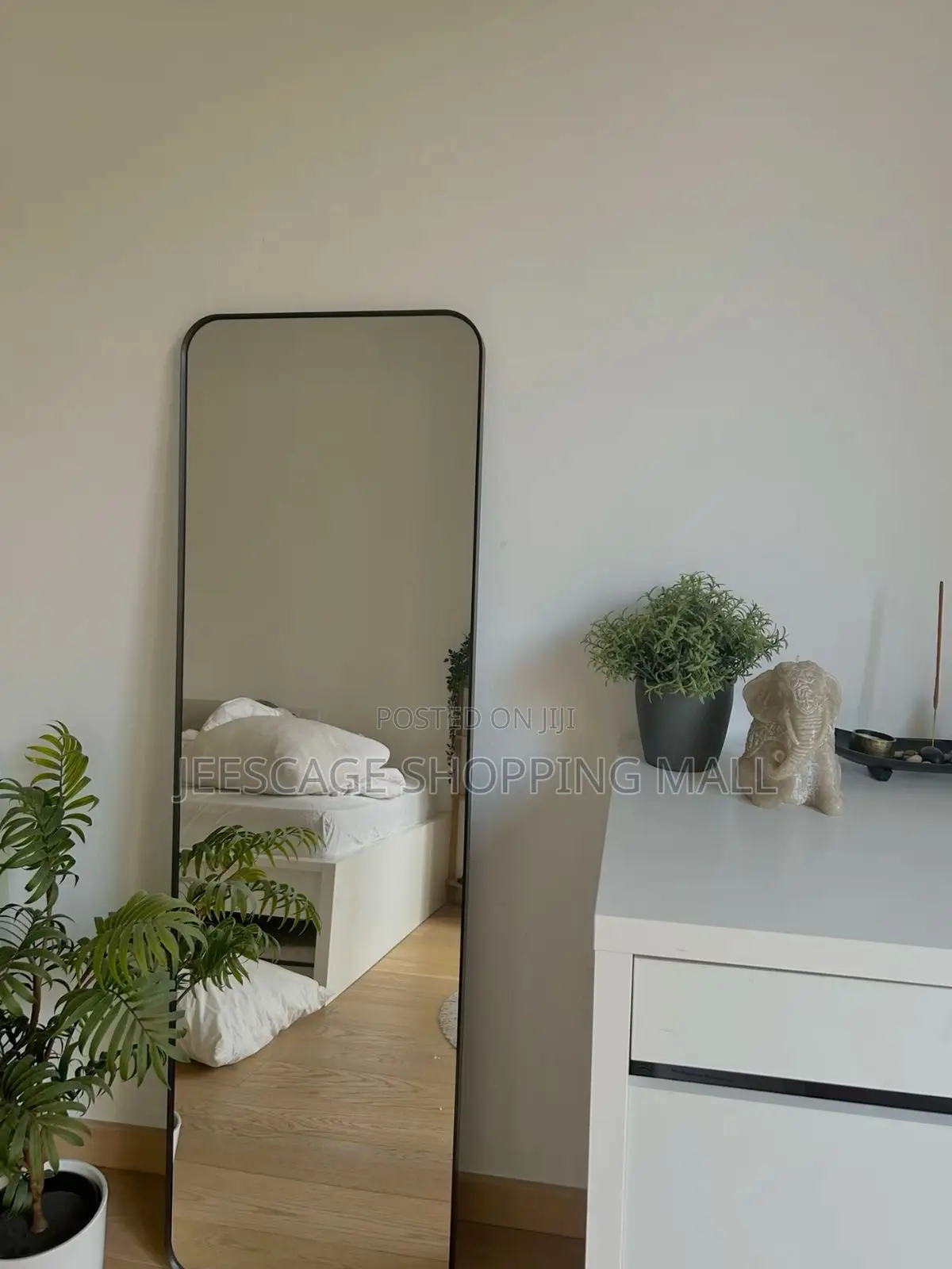 Modern Black Frame Full-Length Floor Mirror