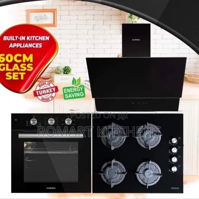60cm Inbuilt Glass Set. Oven, Burner and Heat Extractor