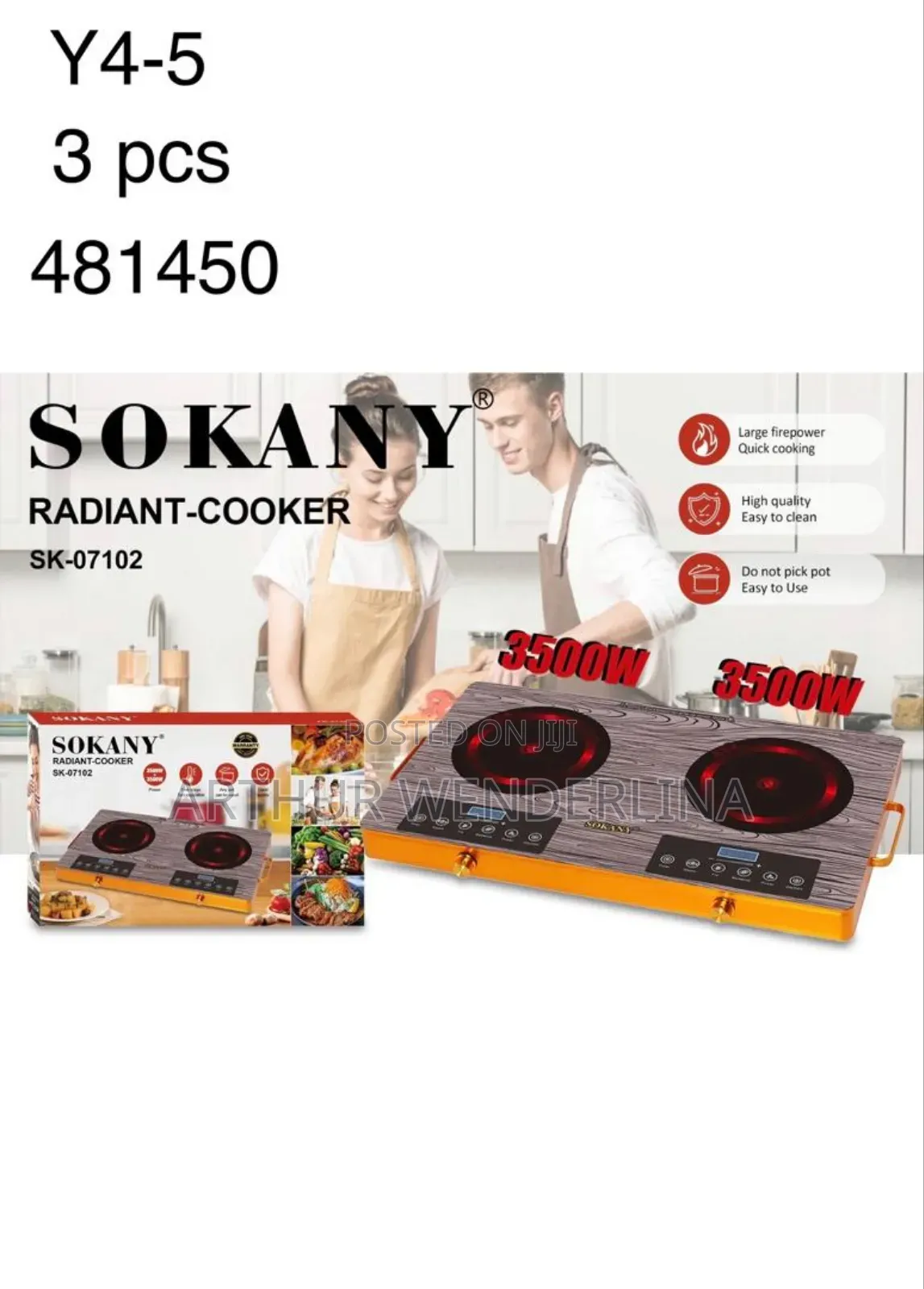 Sokany 3500w Dual Burner Infrared Cooker .(Electric Stove)