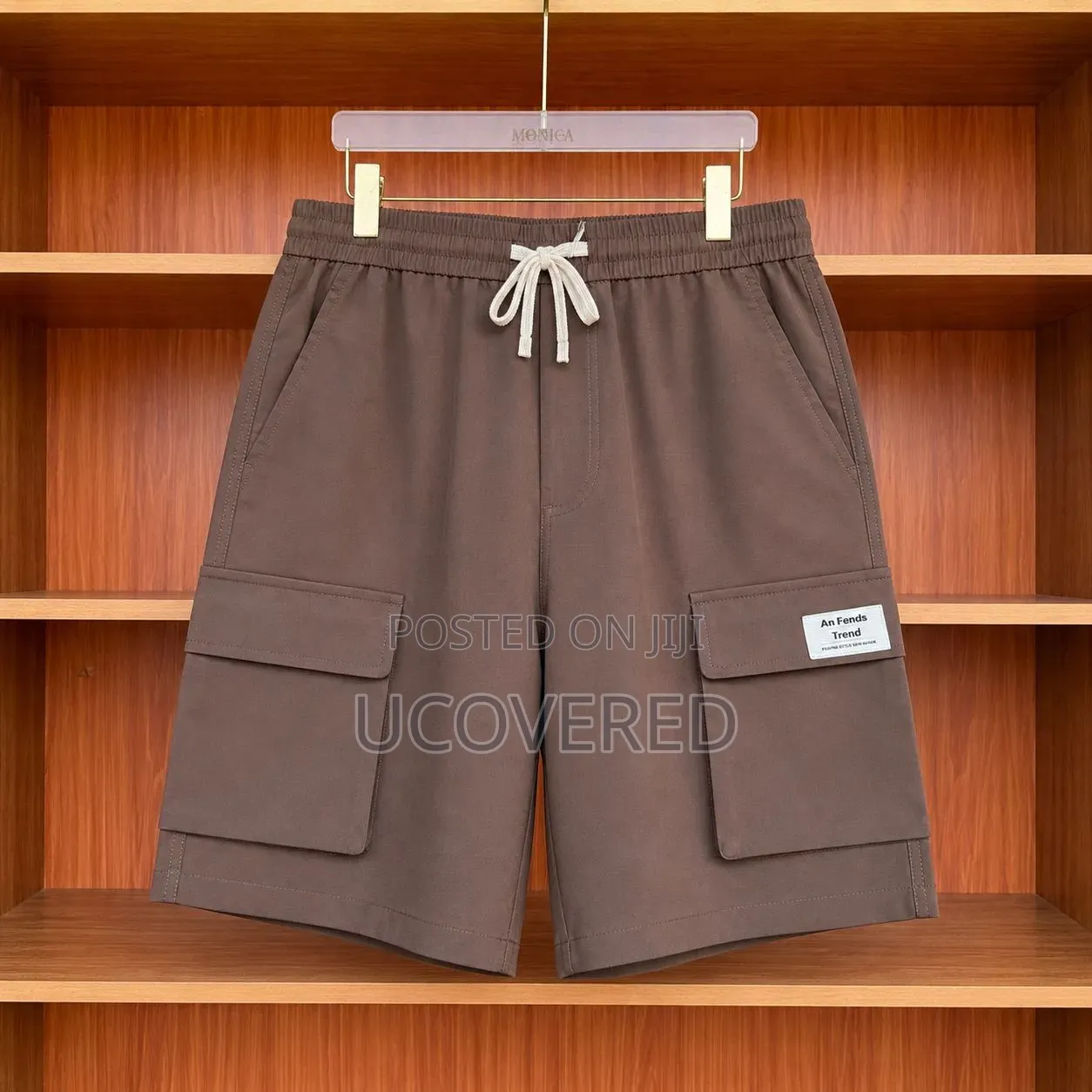 Drawstring Cargo Shorts With Zippered Side Pockets Available