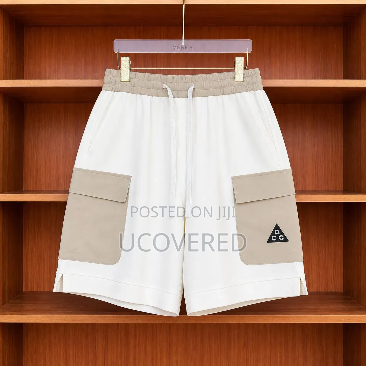 Drawstring Cargo Shorts With Zippered Side Pockets Available