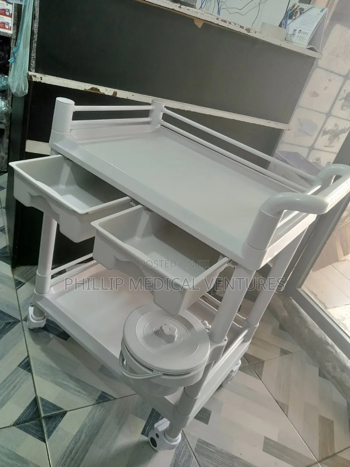 Plastic Medicine Trolley With Drawer