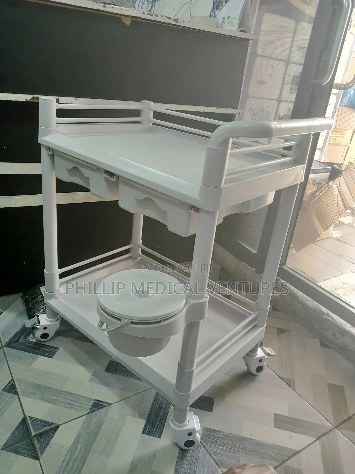 Plastic Medicine Trolley With Drawer
