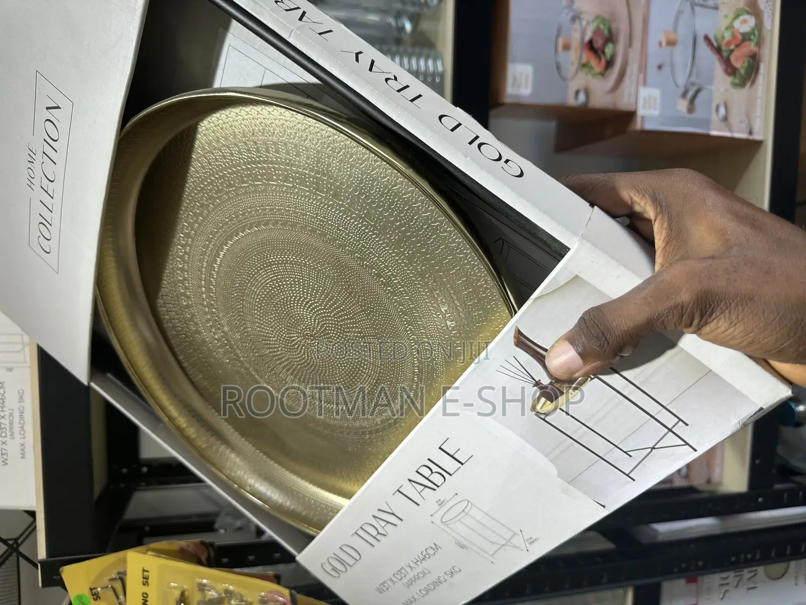Gold Tray Top Folding Side Table