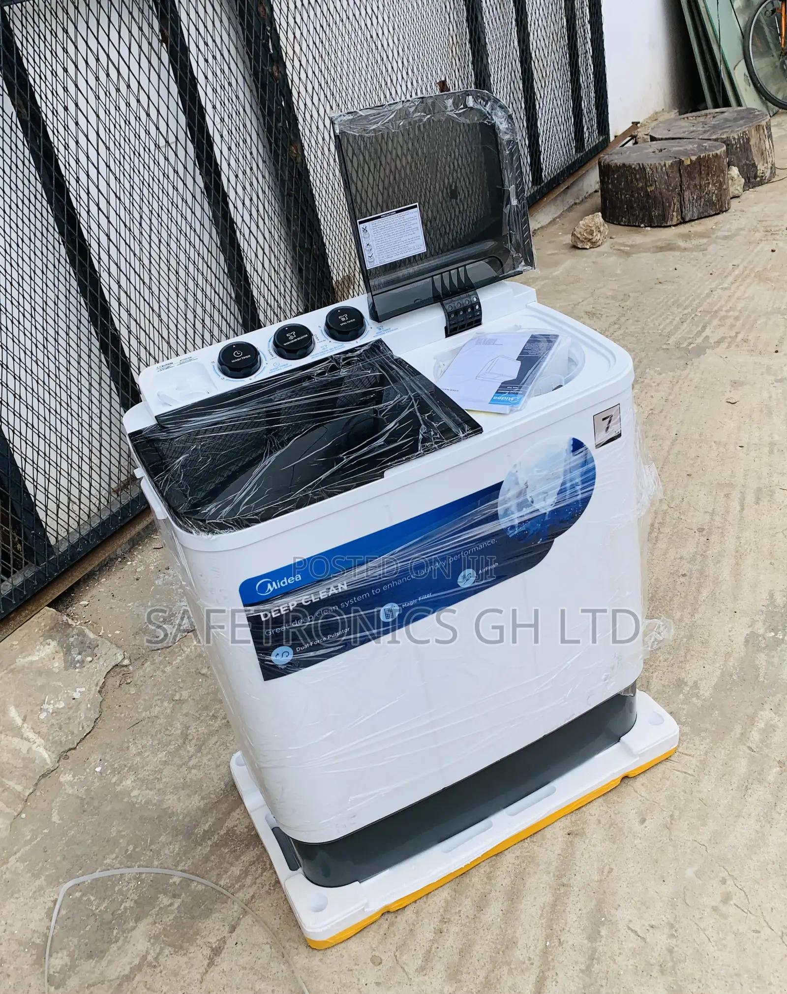 Premium Midea 7kg Semi Automatic Top Load Washing Machine, Black White