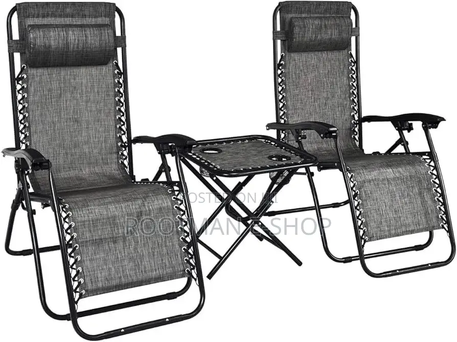 Outsunny 2 Seater Black Foldable Garden Furniture Set