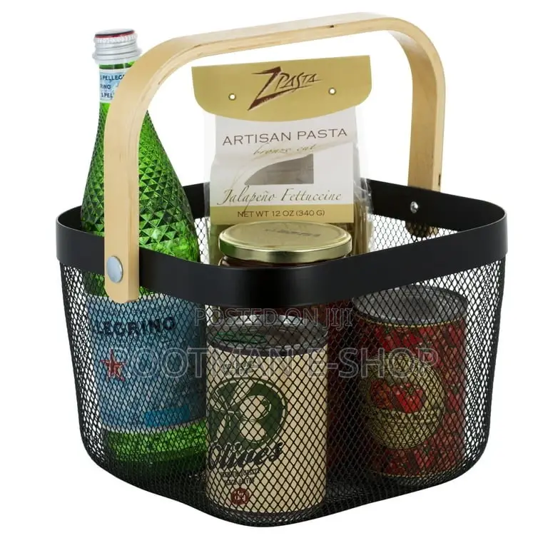 Simplify Mesh Tote Basket With Bamboo Handle