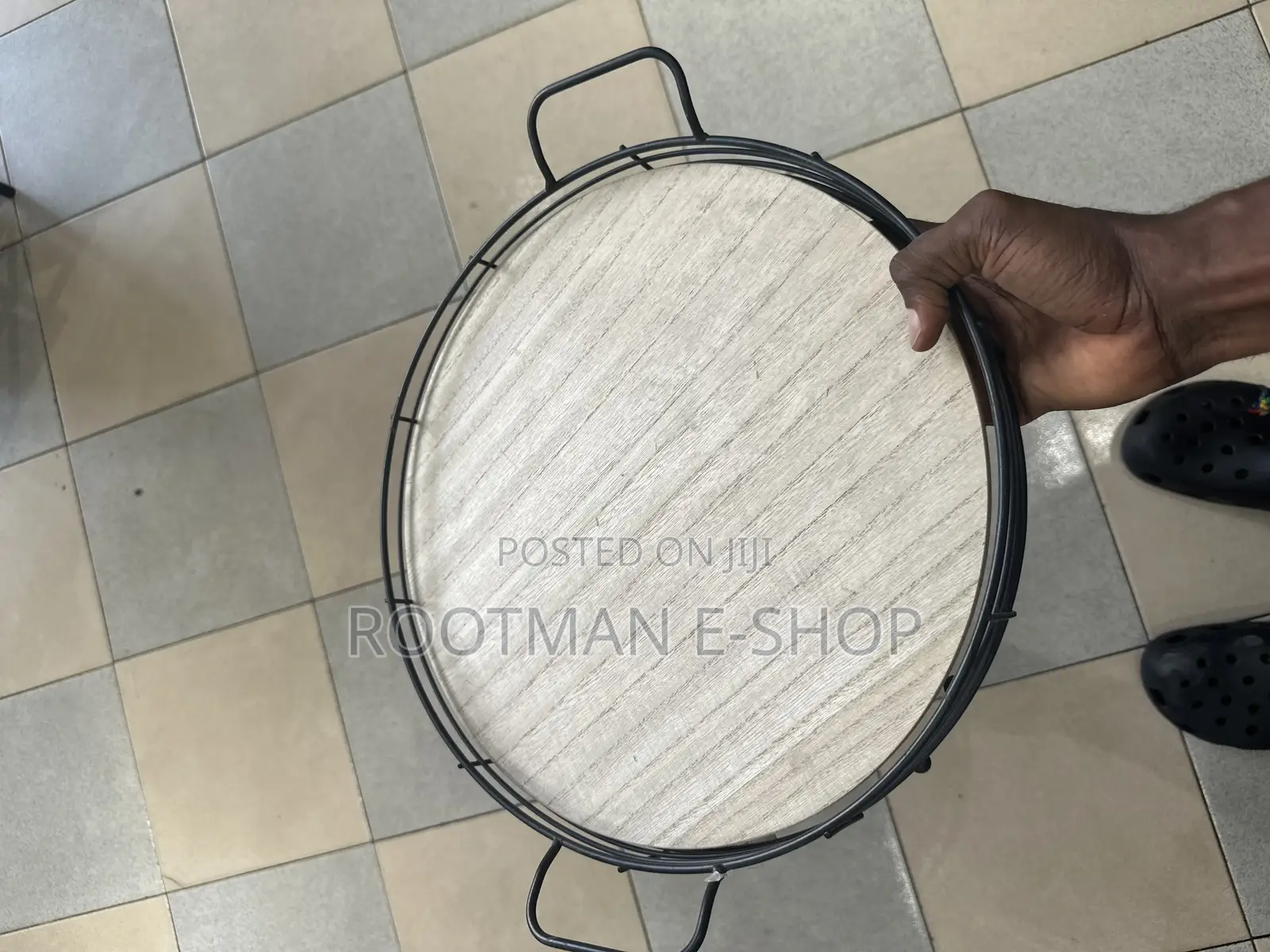 Metal Wood Handle Tray (34.5cm X 4.5cm)