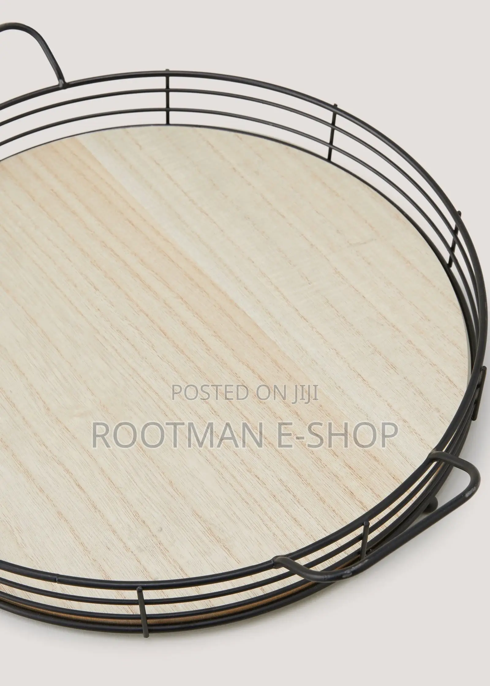 Round Black Metal Decorative Tray