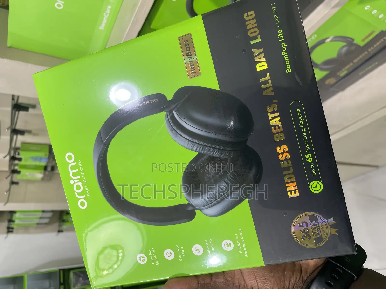 Oraimo Boompop Lite (Ohp-317) Wireless Headphones - 65-Hour Playtime