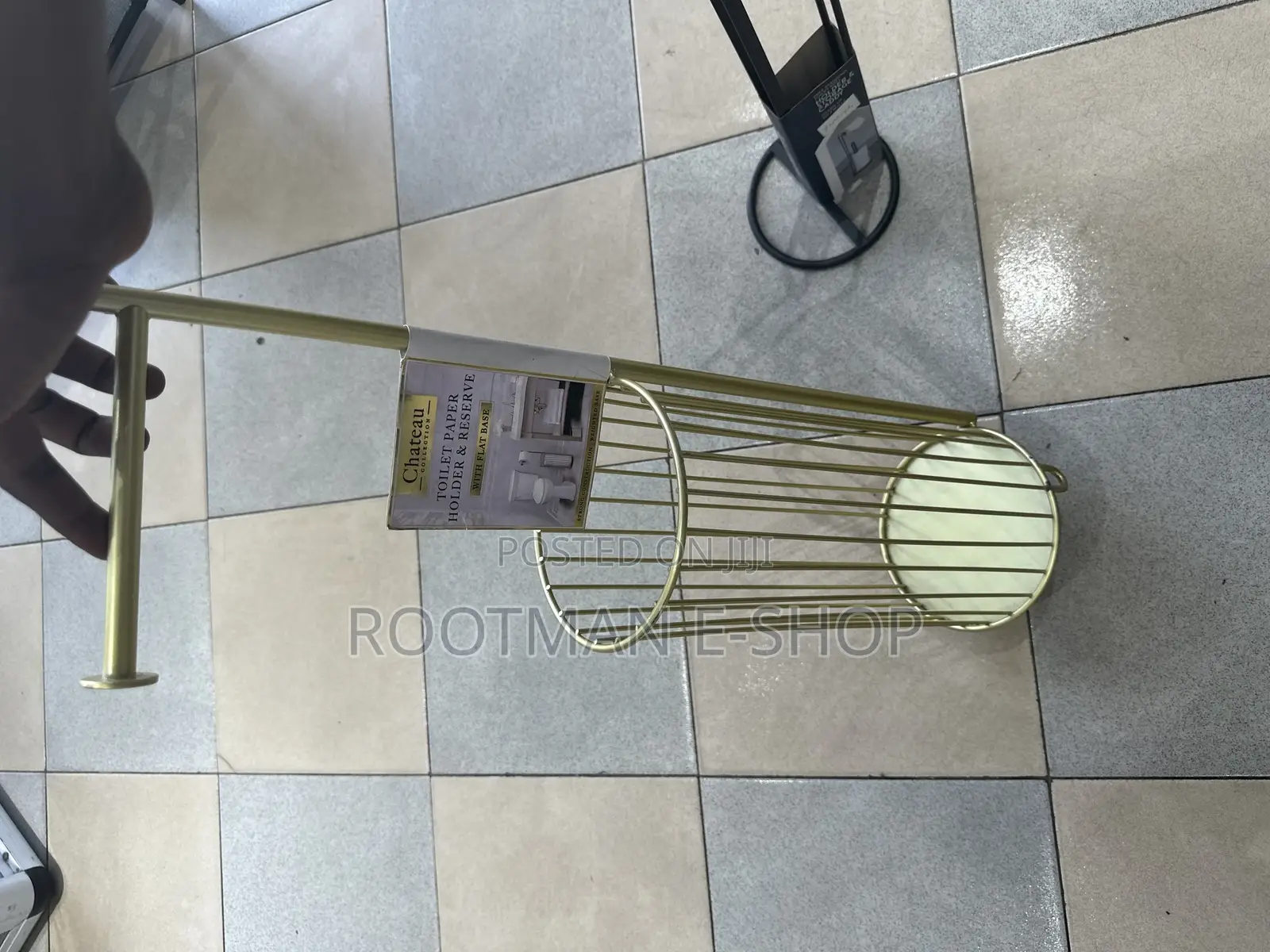 Chateau Collection Gold-Tone Metal Free-Standing Toilet Paper Holder