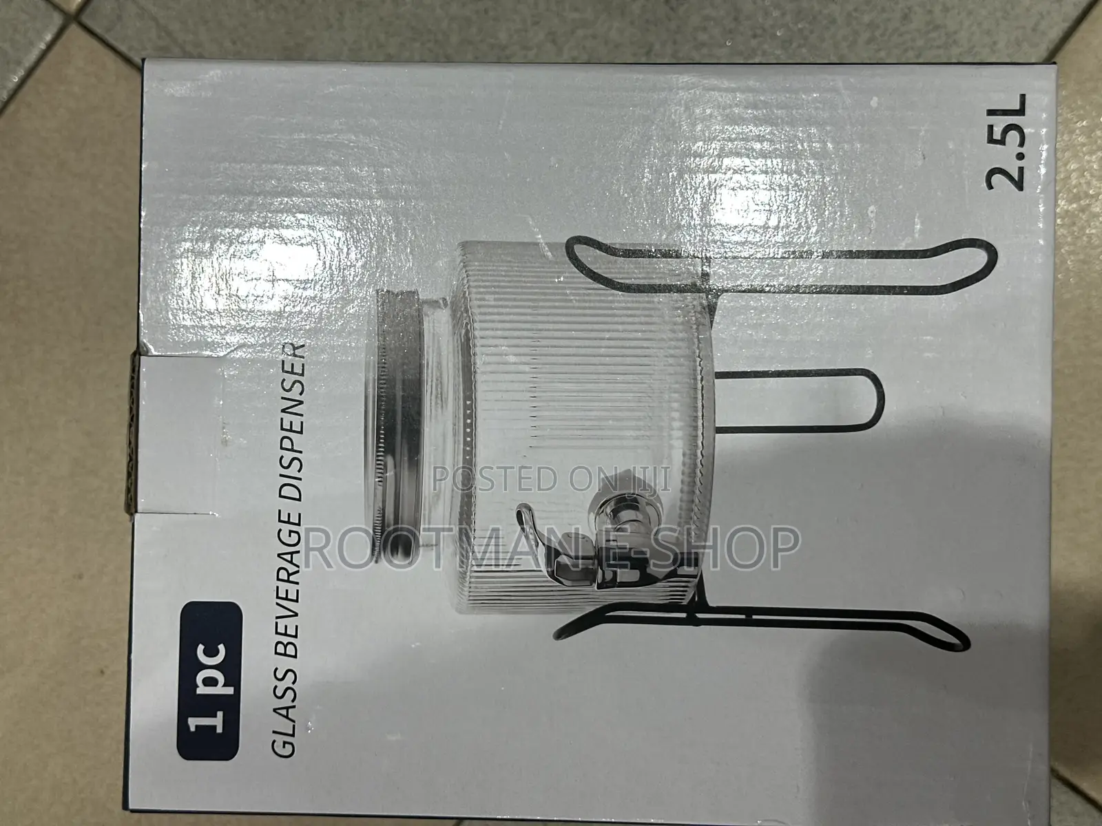 Beverage Dispenser With Metal Stand, 2.5l, Ribbed Design