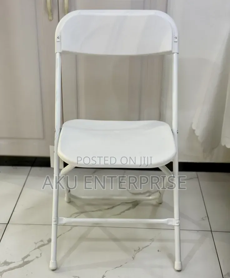 Foldable Chair Flat Back White Potable