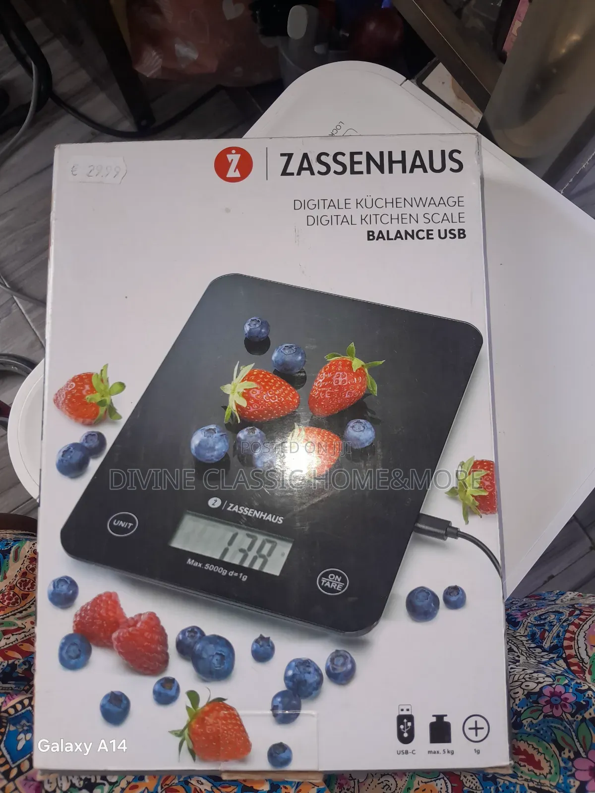Zassenhaus Rechargeable Digital Kitchen Scale 5kgè