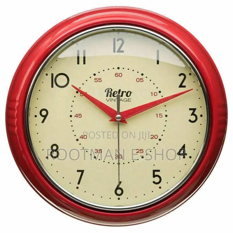Retro Vintage 50's Style Round Wall Clock Kitchen Diner Home Decor
