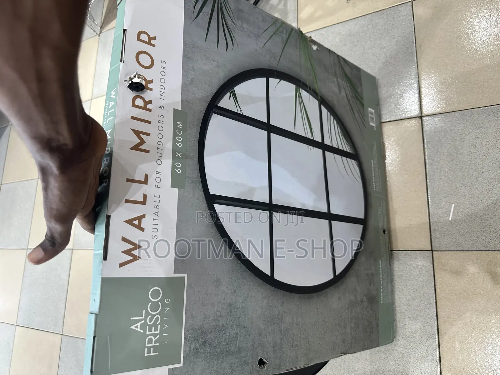 New Modern Black Al Fresco Sectioned Round Mirror