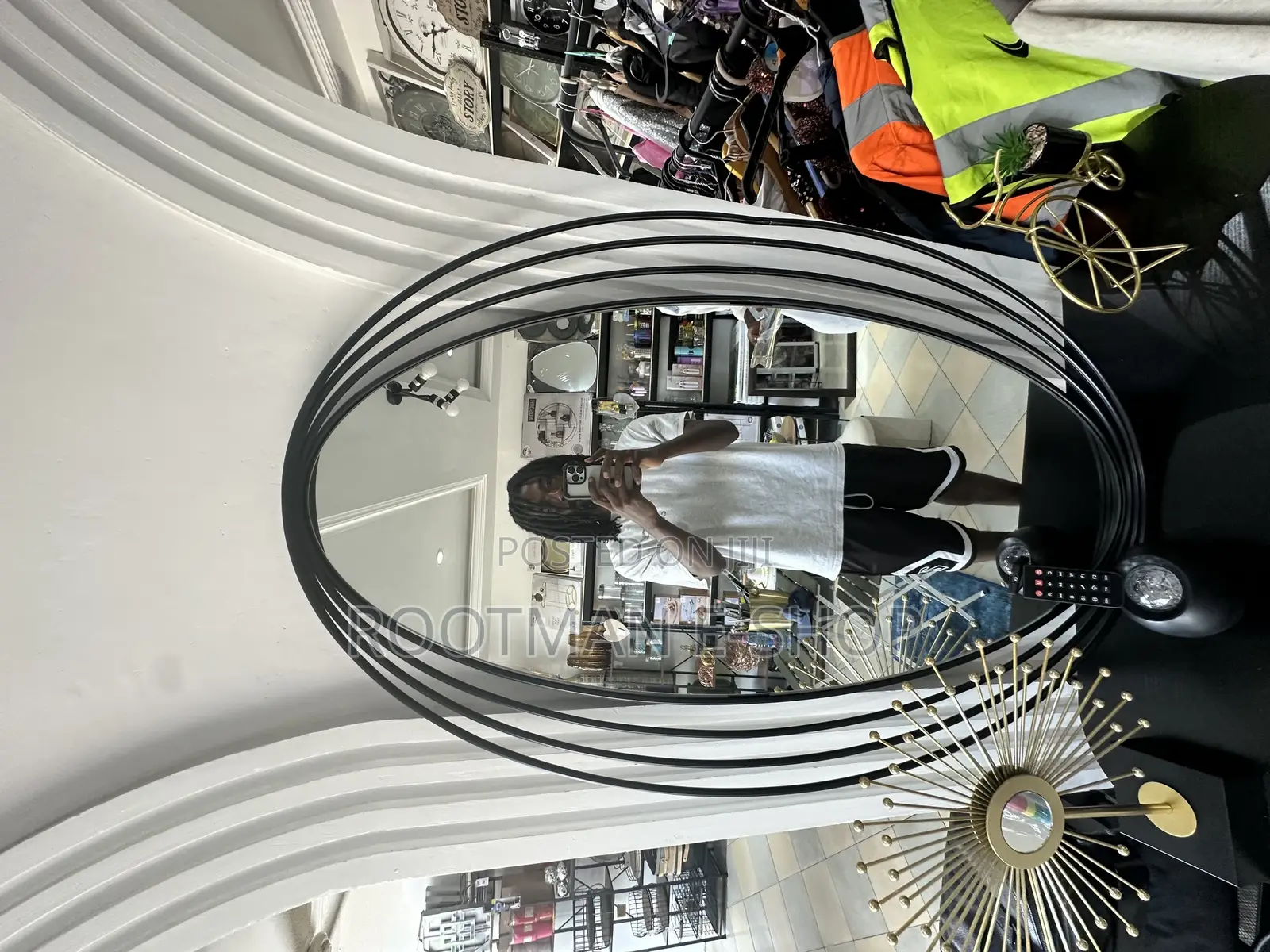 Black Swirl Oval Decor Mirror