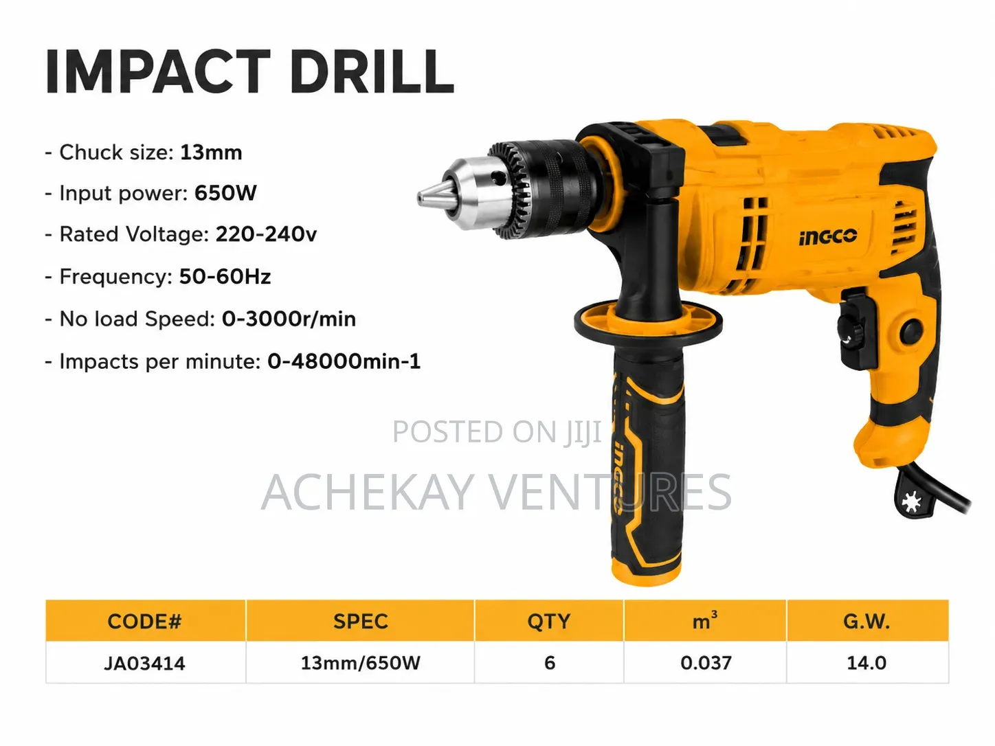 Ingco 13mm 650w Impact Drill – Heavy Duty Drill