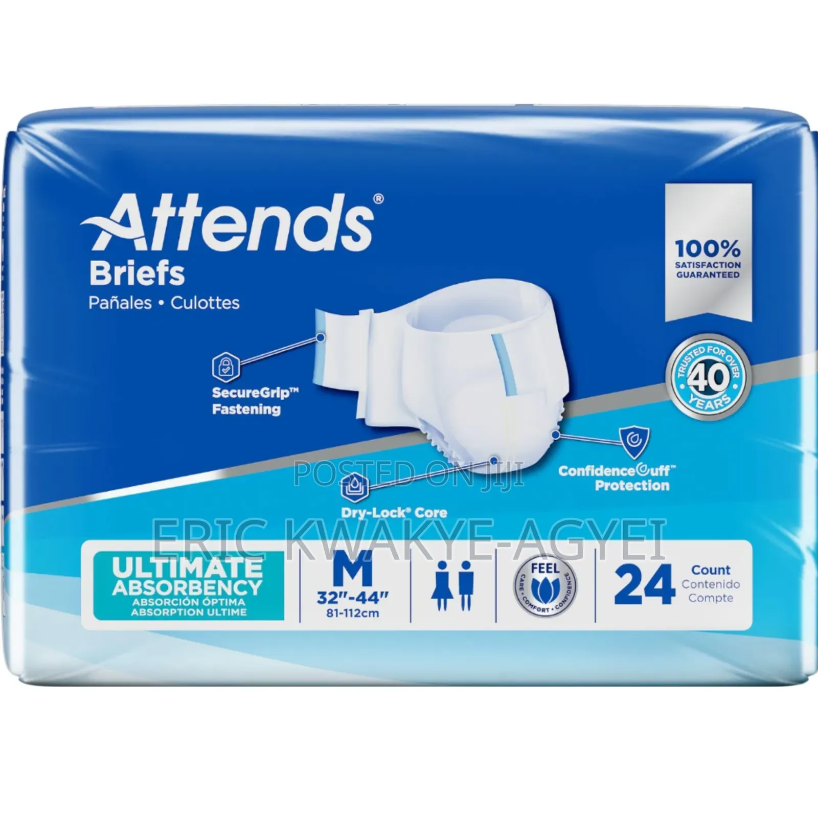 Attends Adult Brh Care Briefs With Closure Tabs, Medium
