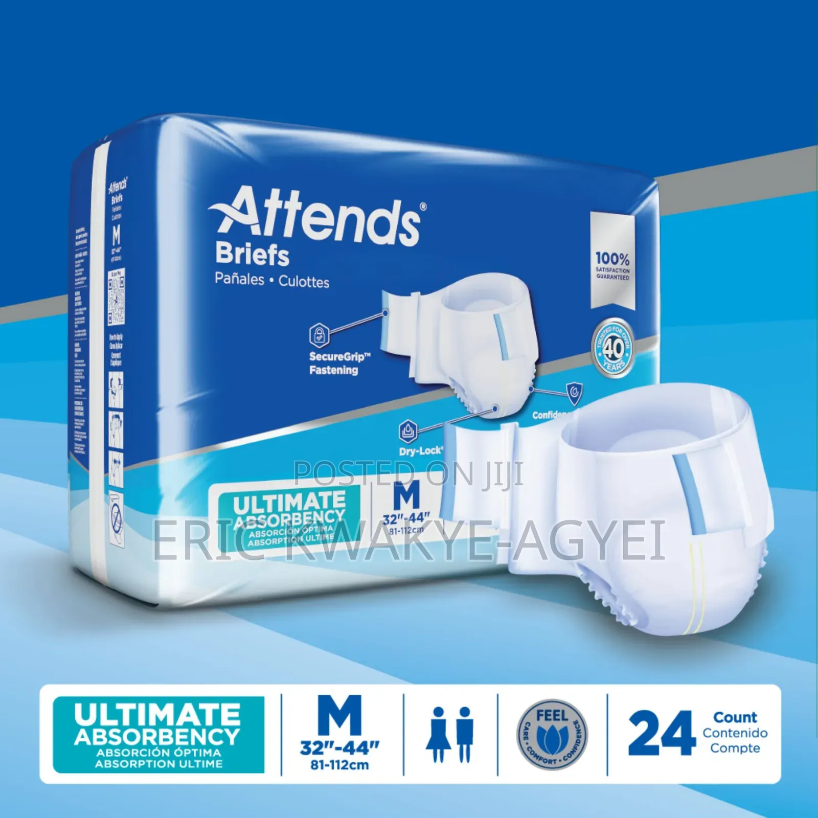 Attends Adult Brh Care Briefs With Closure Tabs, Medium