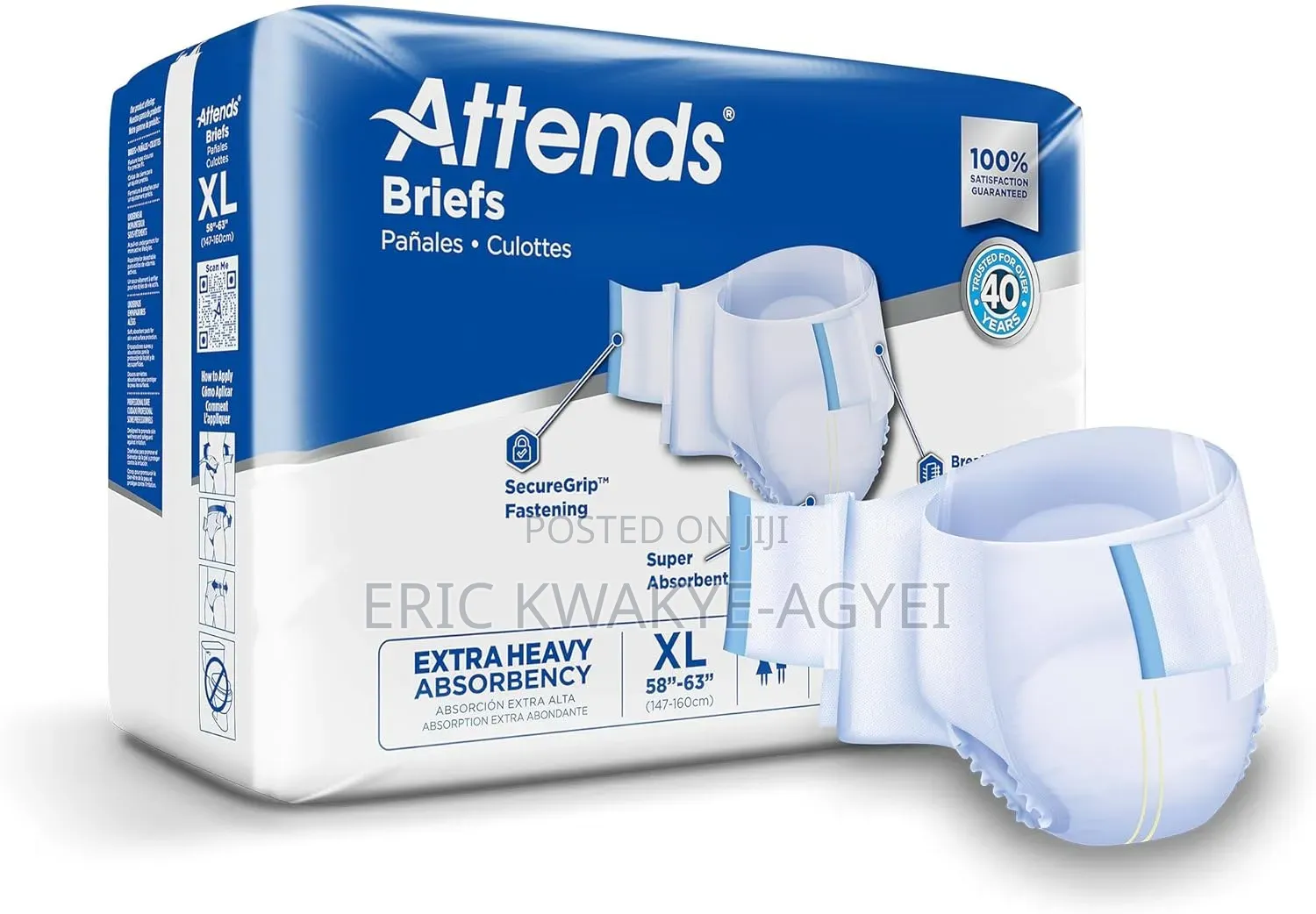 Attends Adult Brh Care Briefs With Closure Tabs, Medium
