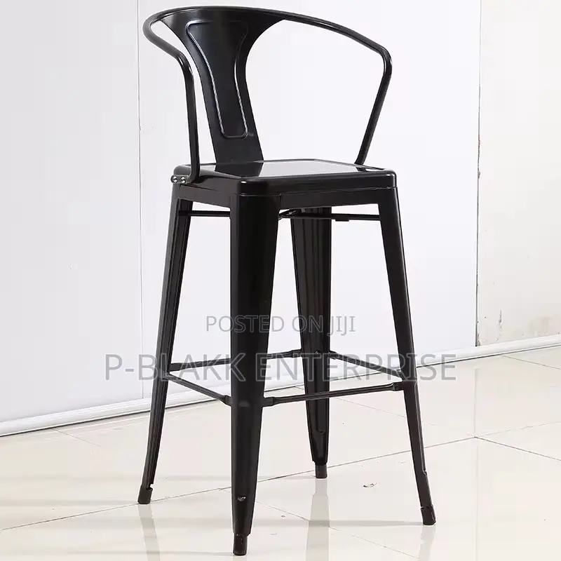 Metal Bar Chair Stool With Backrest