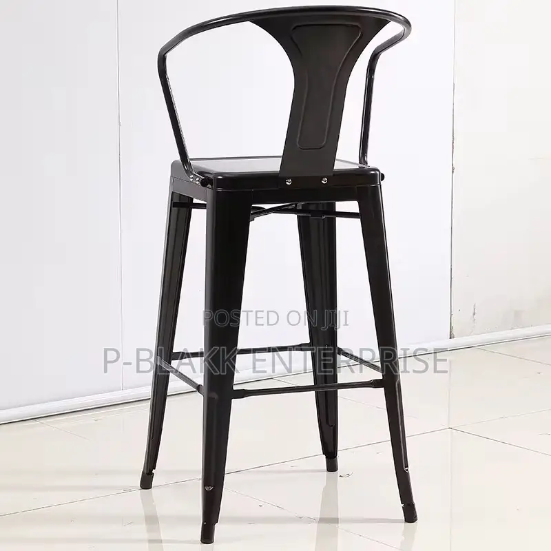 Metal Bar Chair Stool With Backrest