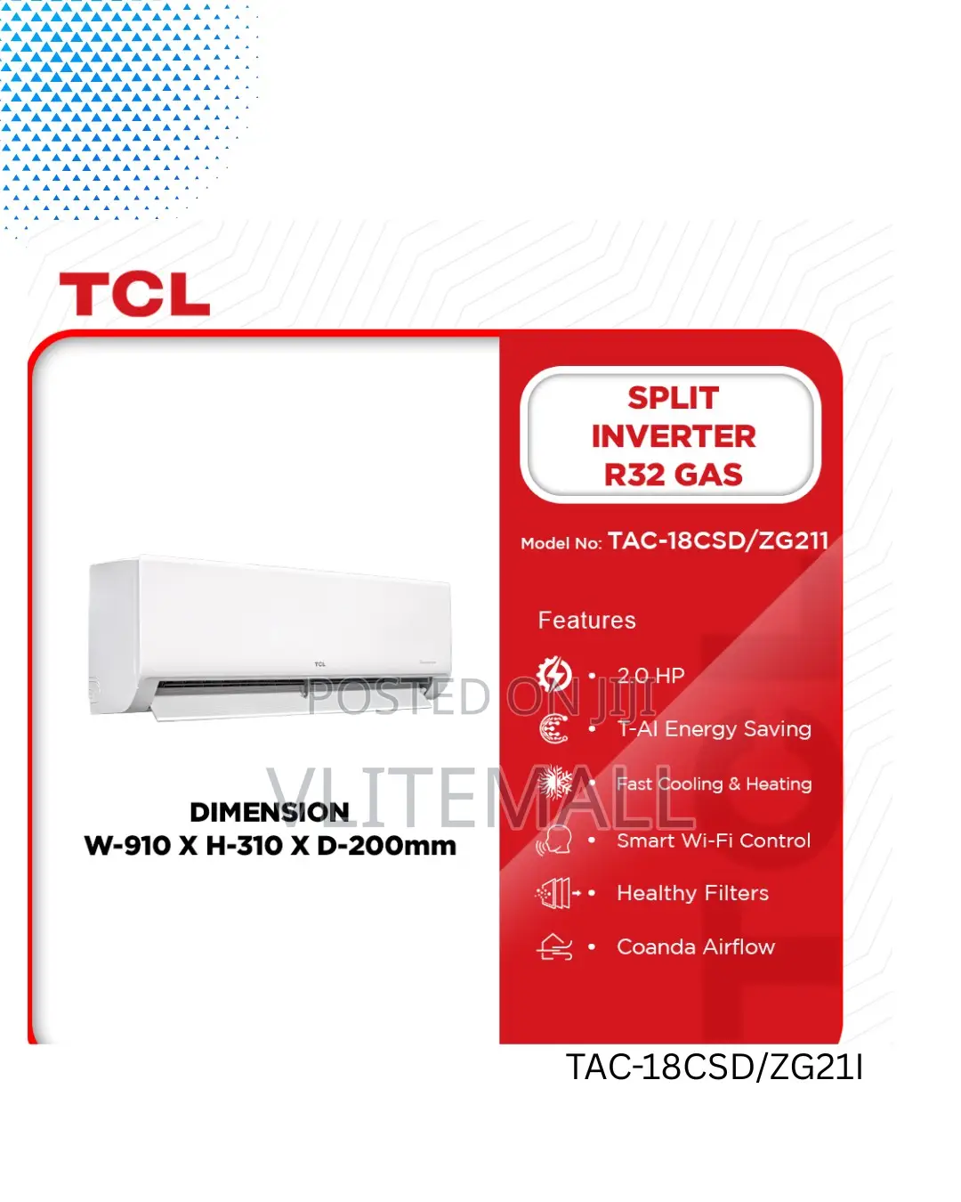 TCL 2.0hp Split Inverter Air Condition Tac-18csd/Zg21i