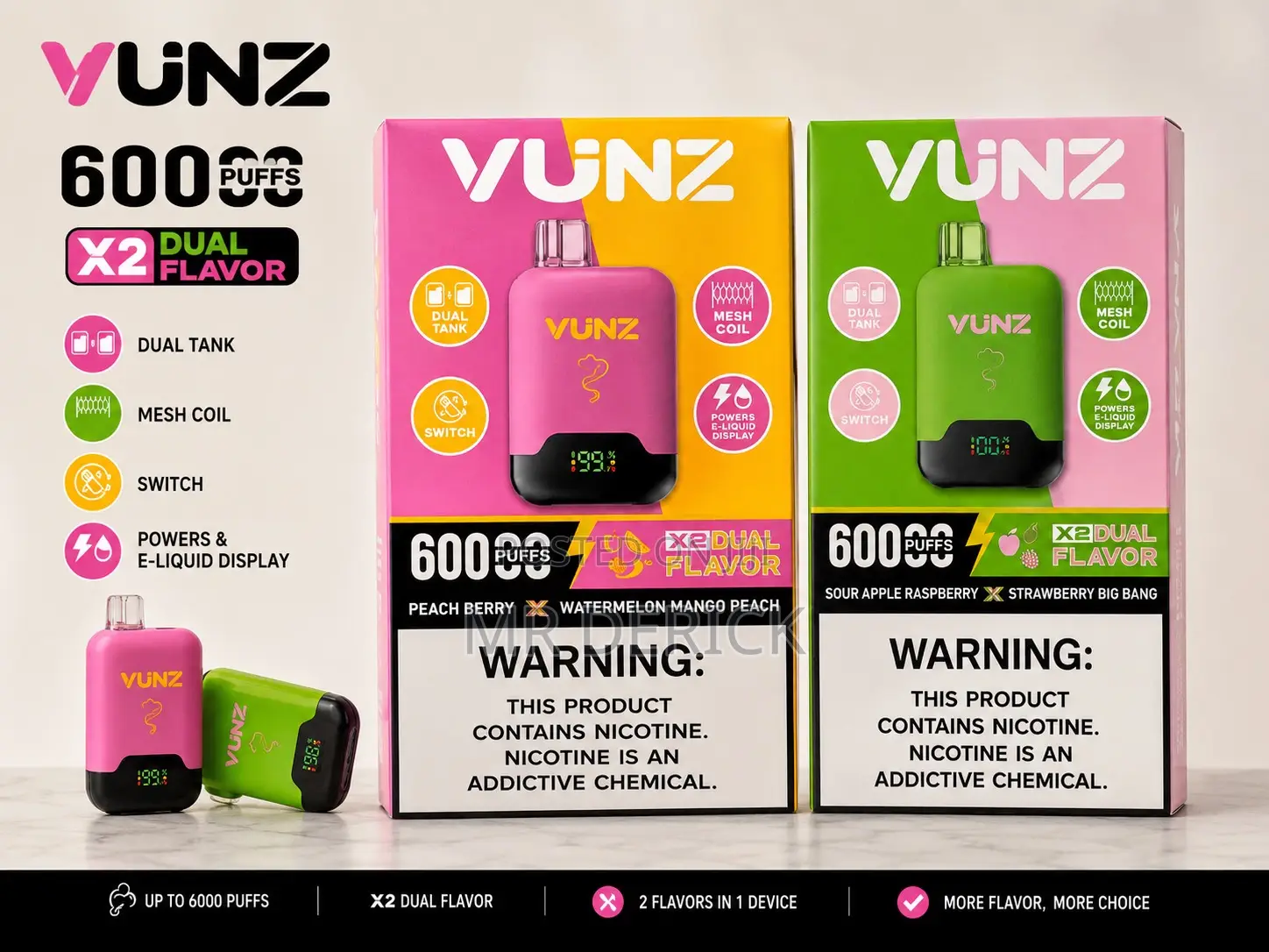 Vunz X2 Dual Flavor Disposable Vape – 6000 Puffs