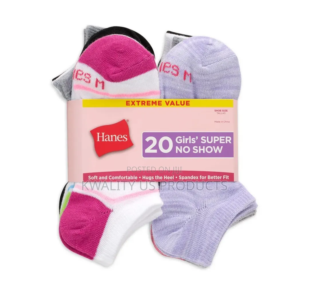 Hanes Girls No-Show Socks - 20 Pairs
