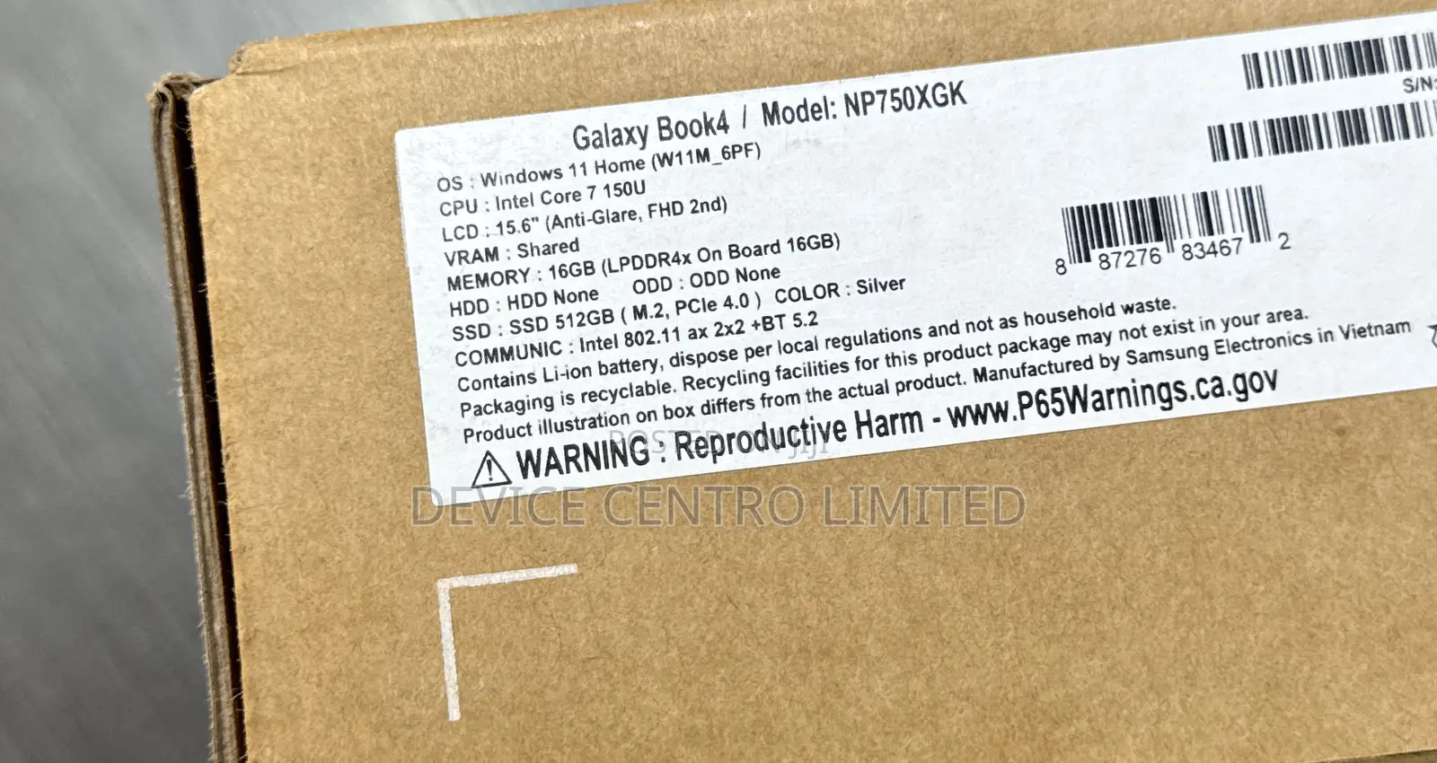 New Laptop Samsung Galaxy Book4 16GB Intel Core 7 SSD 512GB