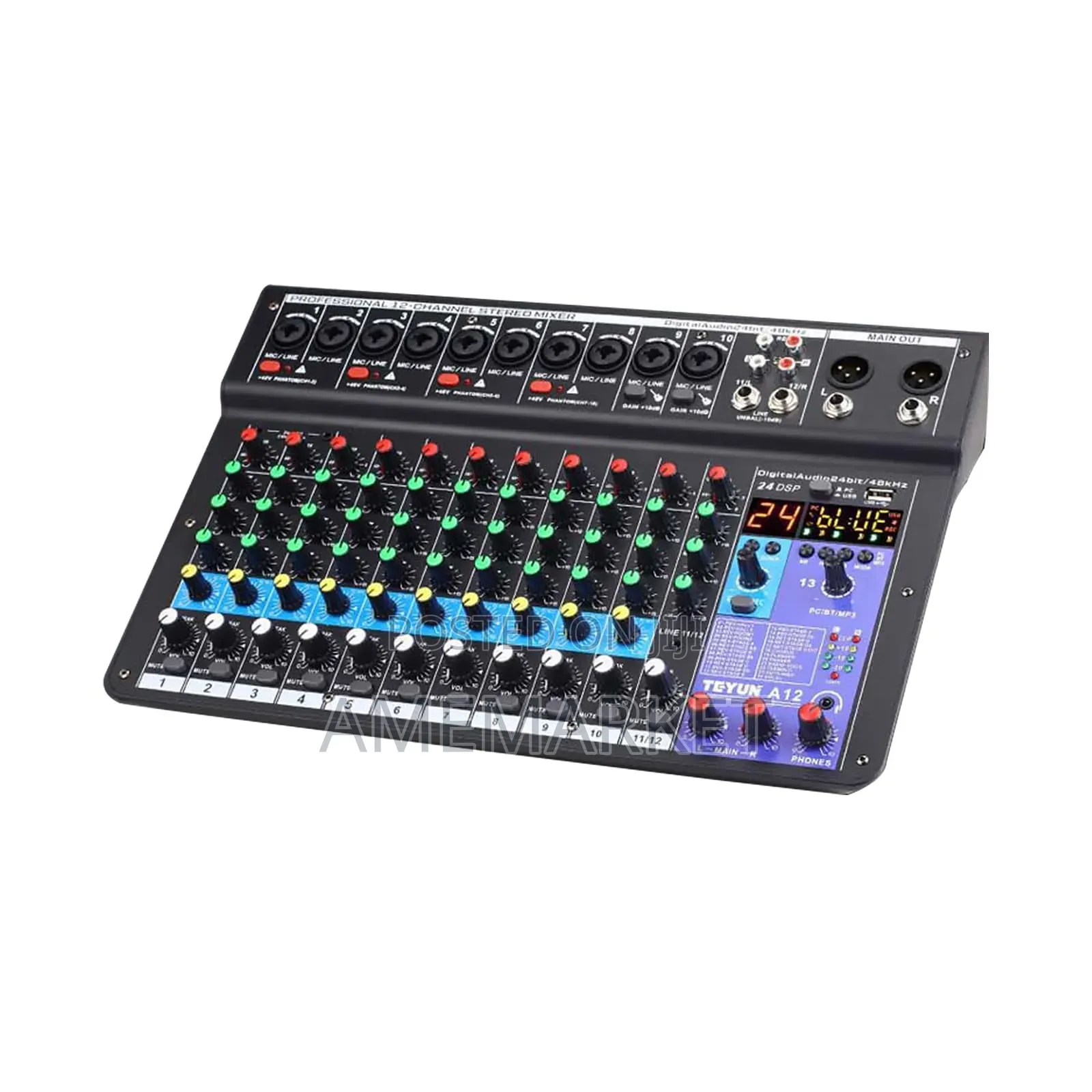 Quality 12 Channel Audio Mixer With Usb, Bluetooth 48v Phantom Power