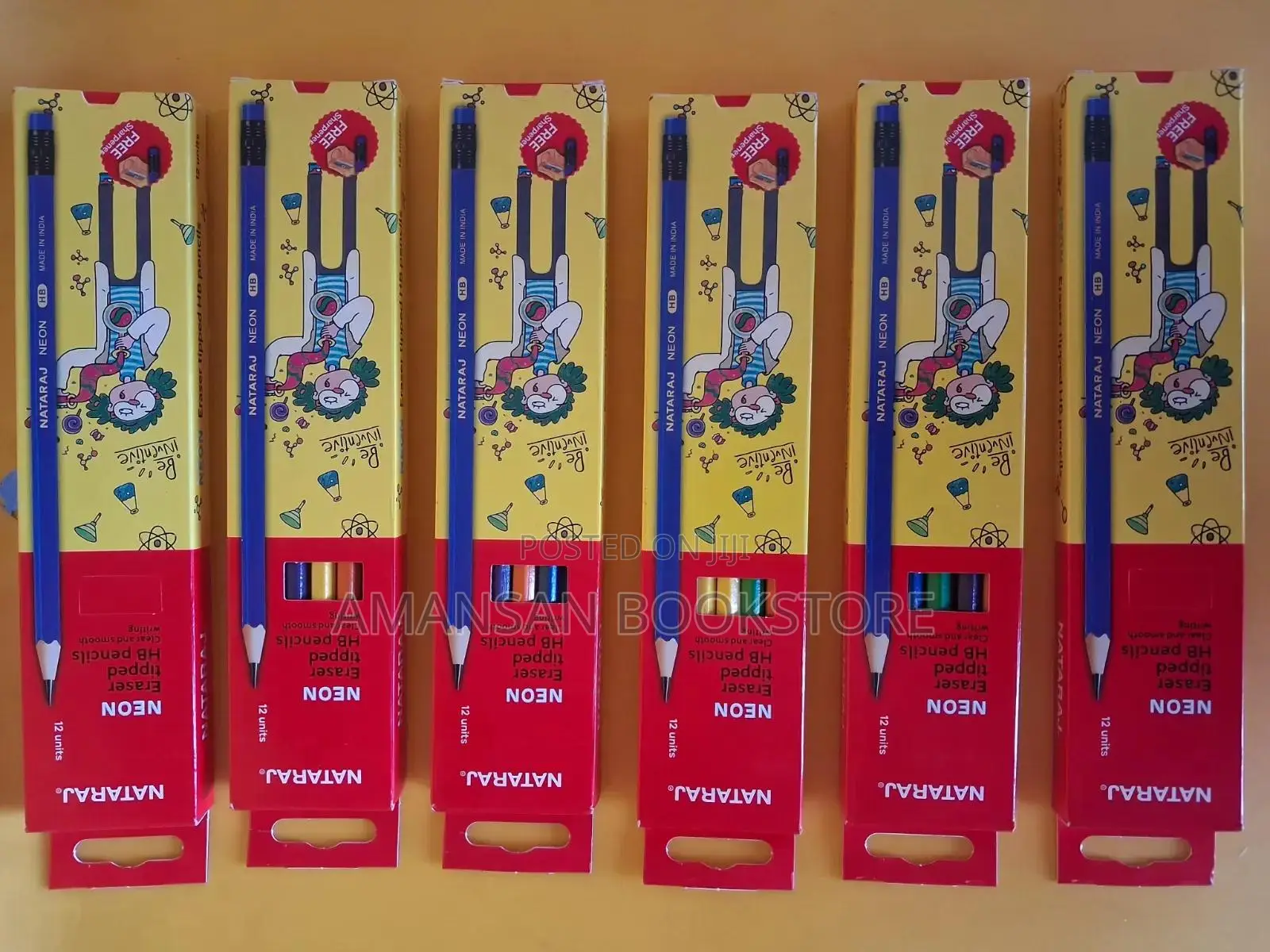 Nataraj Neon Eraser Tipped Hb Pencils (6 Packs, 12 Pencils Per Pack)