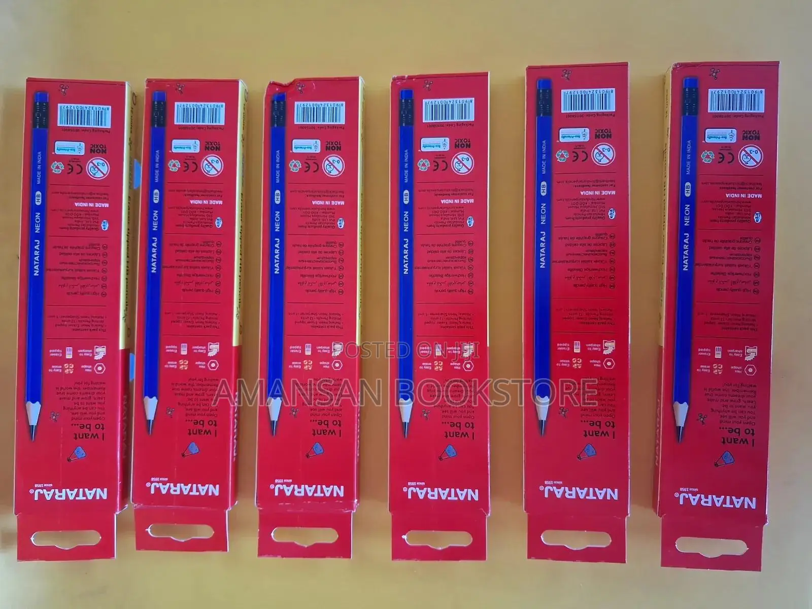 Nataraj Neon Eraser Tipped Hb Pencils (6 Packs, 12 Pencils Per Pack)