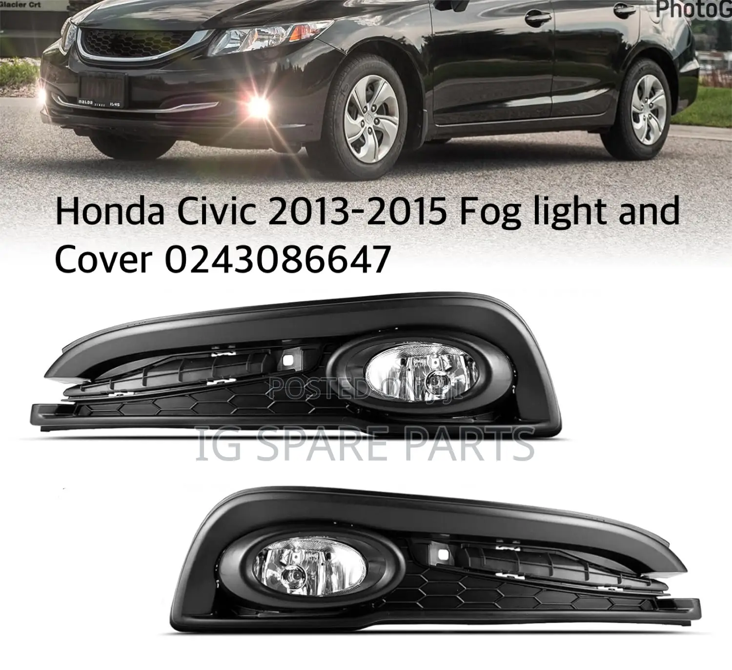 Honda Civic 2013-2015 Fog Lamp and Cover Set