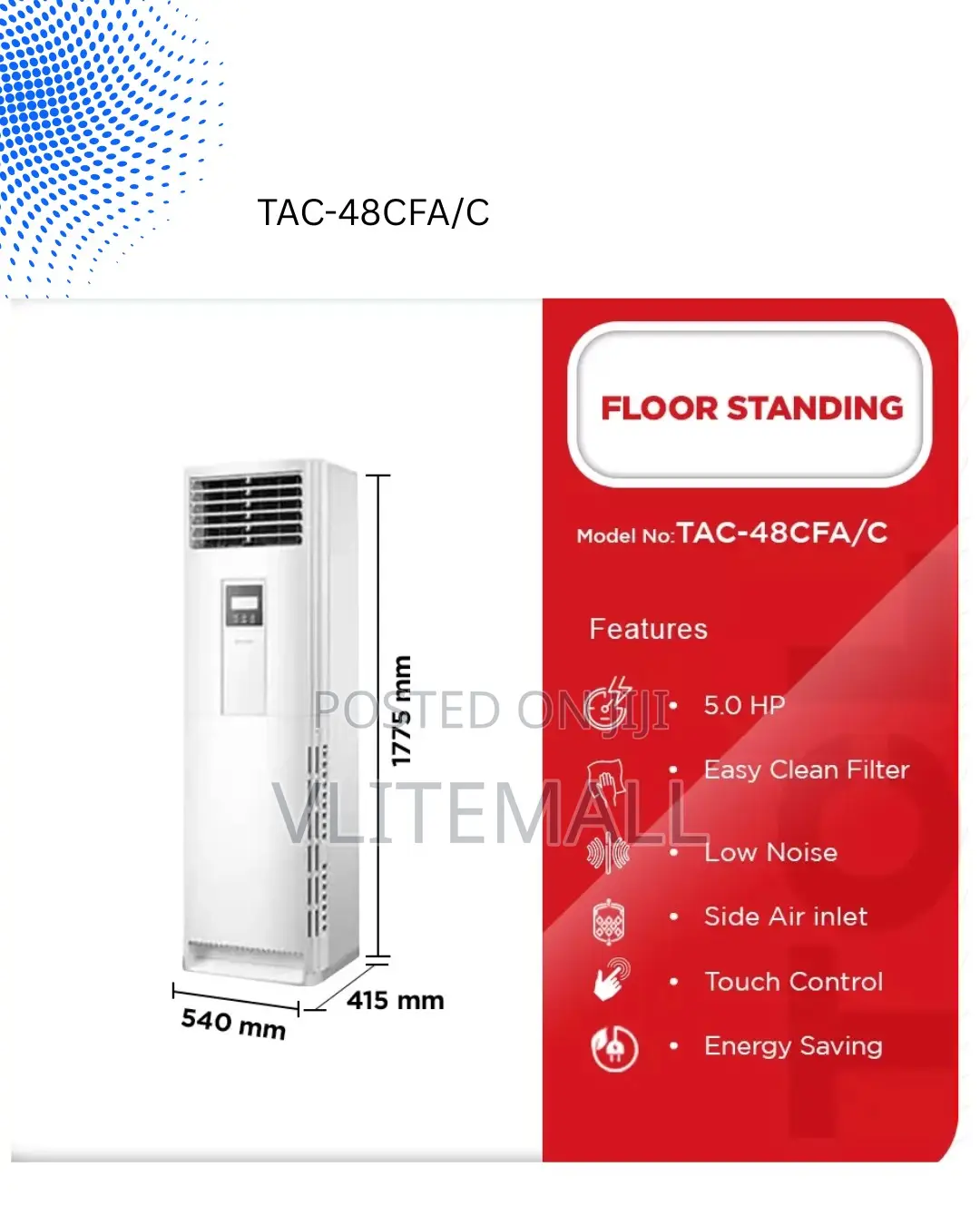 TCL 5.0hp Floor Standing R410 Air Condition 
Tac-48cfa/C