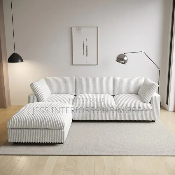 Oversized Sofa Set(Corduroy)Sectional Sofa(White)