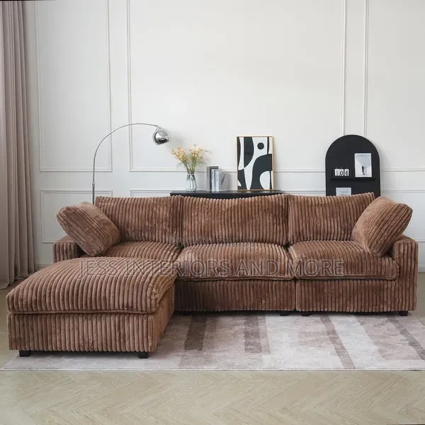 Sofa (Oversized)Sectional Sofa With Ottoman(Brown)