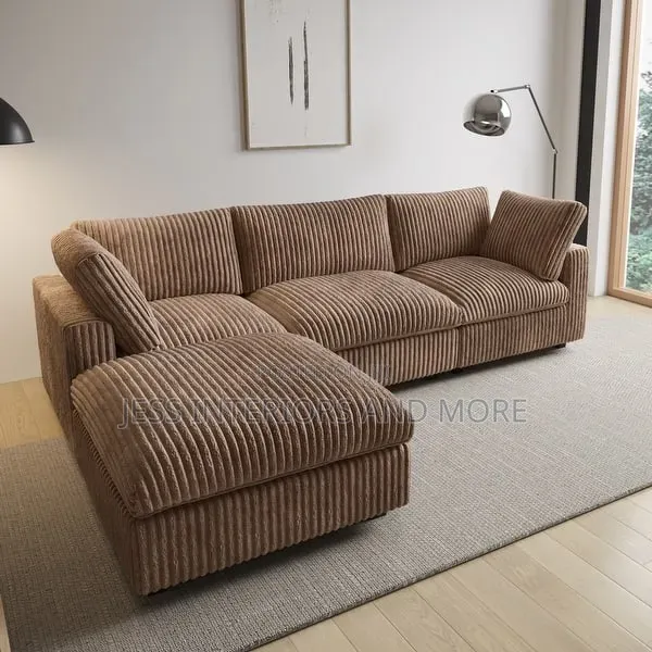 Sofa (Oversized)Sectional Sofa With Ottoman(Brown)