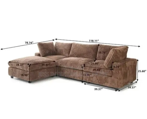 Sofa (Oversized)Sectional Sofa With Ottoman(Brown)