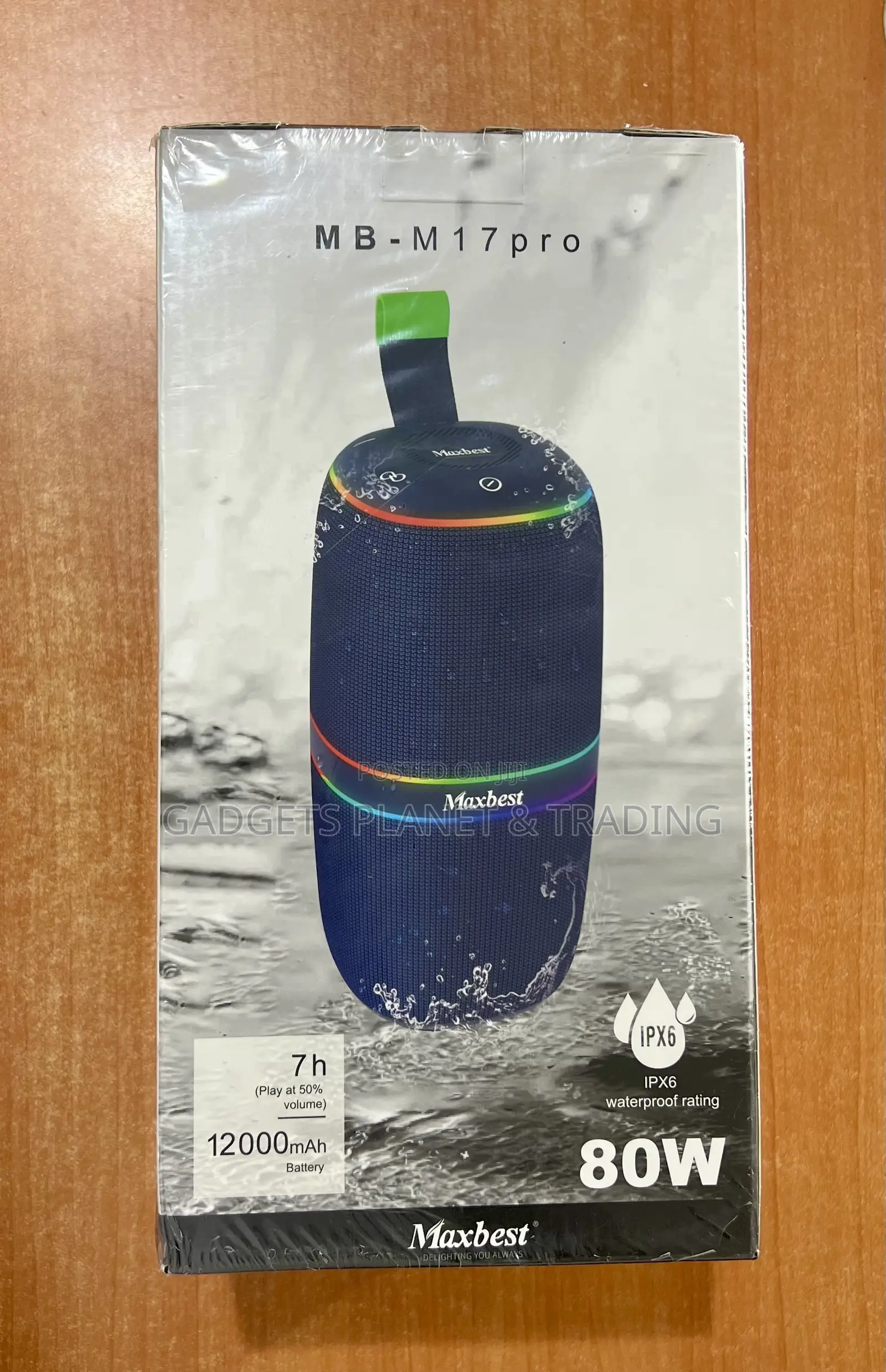 Maxbest M17 Pro RGB Sleek Waterproof Bluetooth Speaker - Black