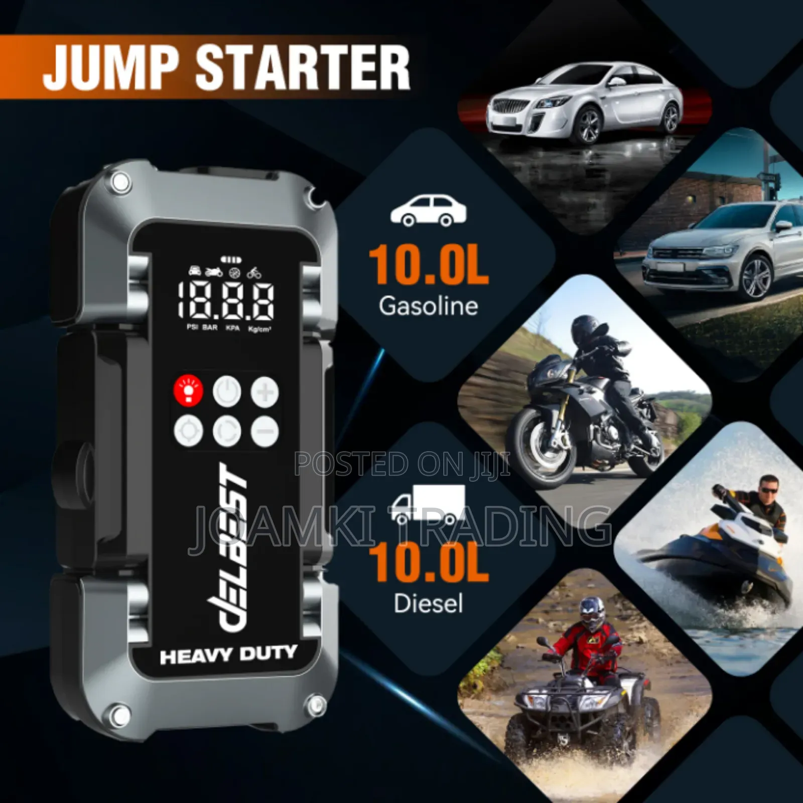 Q20 Jump Starter + Air Inflator/3750a Peak Current, 26000mah Battery